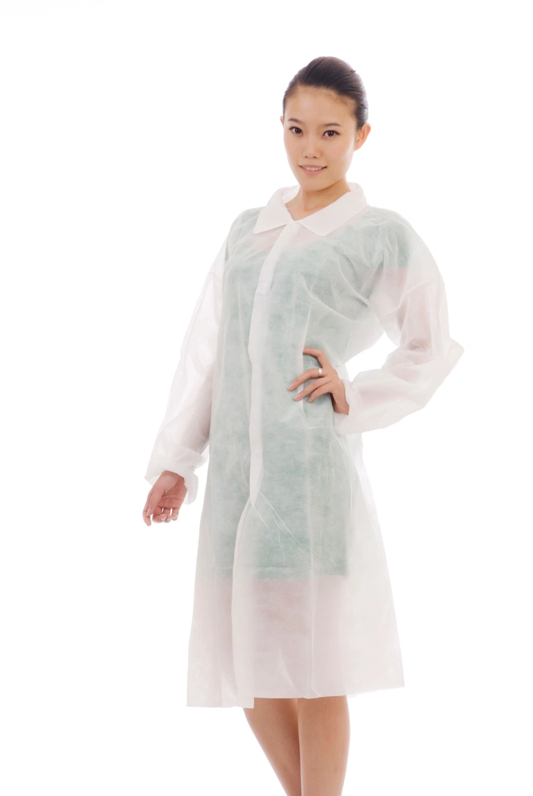 Disposable Use PP/SMS/MP/Tyvek Lab Coat with Snaps with Different Style Collar Prevent Dust Adult Factory Use Dust Coat