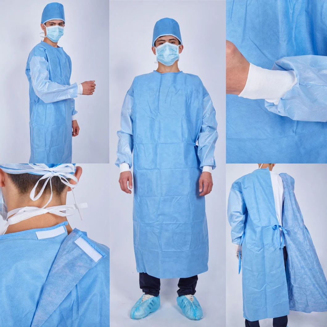 SMS Nonwoven Disposable Sterile Reinforced Surgical Hospital Gown