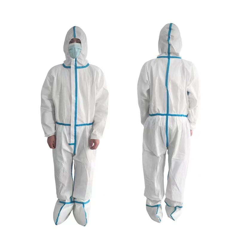 65g White Disposable Protective Suit with Foot Coversantibacterial, Waterproof and Breathable