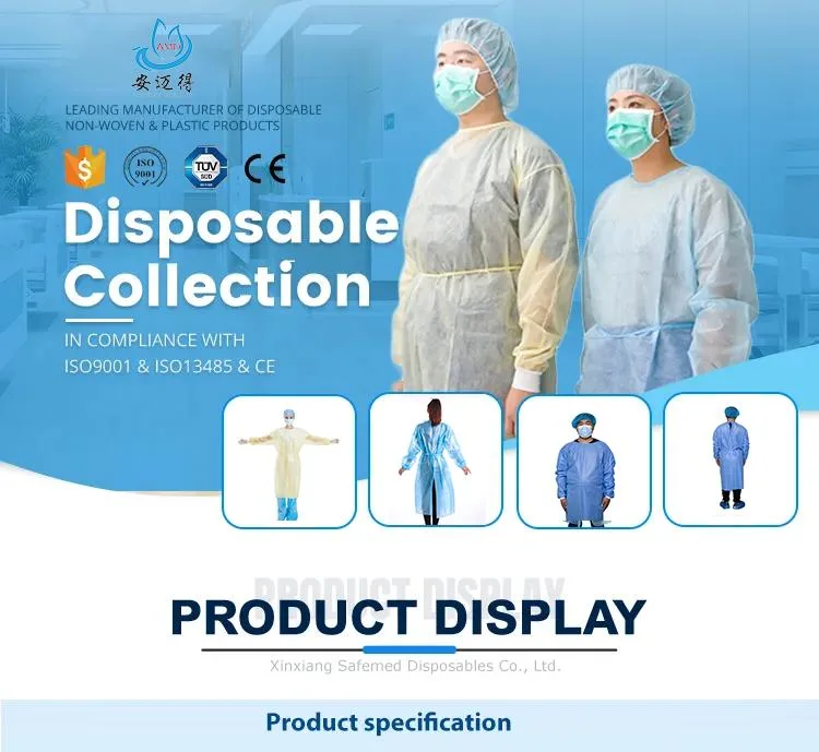 Disposable Isolation Gown Non Woven Medical Gowns Waterproof PP+PE Hospital Gowns