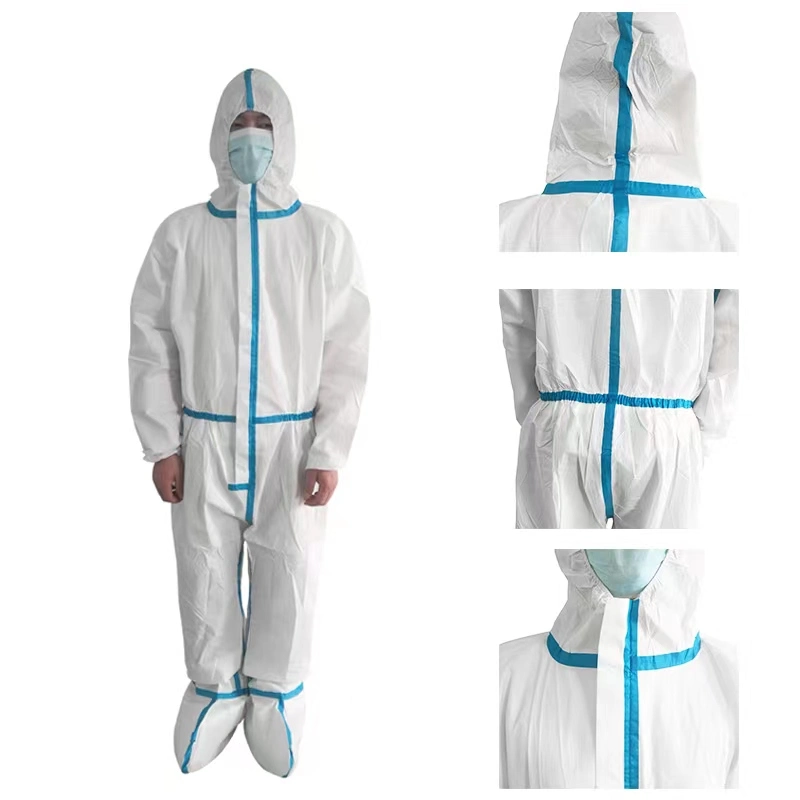 65g White Disposable Protective Suit with Foot Coversantibacterial, Waterproof and Breathable