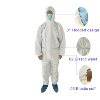 Bata de aislamiento de PPE de mono no tejido Protección desechable antiestática Traje ESD de sala blanca personalizado