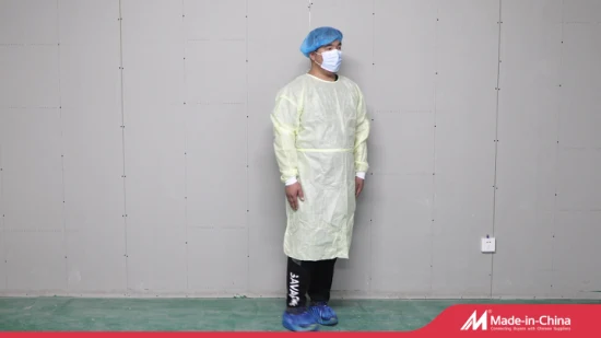 Bata de aislamiento desechable Batas médicas no tejidas Impermeable PP+PE Batas de hospital