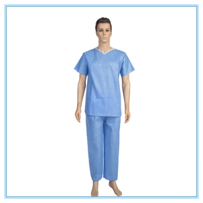 Venta al por mayor de alta calidad Unisex Custom Scrubs Hospital Uniformes Desechables esterilizados SMS Quirúrgico Scrub Trajes